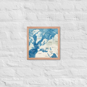 Watercolor Map Framed Poster Arctic Design Matte Finish Dipaliz - Red Oak / 12″×12″ - Posters
