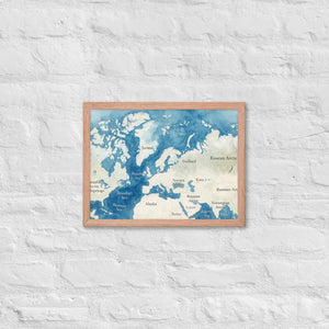 Watercolor Map Framed Poster Arctic Design Matte Finish Dipaliz - Red Oak / 12″×16″ - Posters