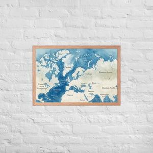 Watercolor Map Framed Poster Arctic Design Matte Finish Dipaliz - Red Oak / 20″×30″ - Posters
