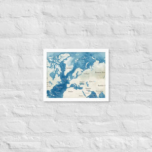 Watercolor Map Framed Poster Arctic Design Matte Finish Dipaliz - White / 11″×14″ - Posters