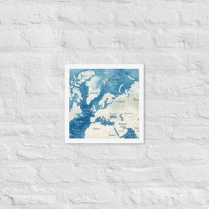 Watercolor Map Framed Poster Arctic Design Matte Finish Dipaliz - White / 12″×12″ - Posters