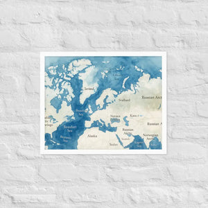 Watercolor Map Framed Poster Arctic Design Matte Finish Dipaliz - White / 16″×20″ - Posters
