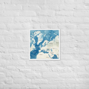 Watercolor Map Framed Poster Arctic Design Matte Finish Dipaliz - White / 18″×18″ - Posters