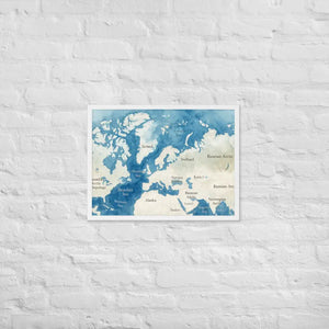 Watercolor Map Framed Poster Arctic Design Matte Finish Dipaliz - White / 18″×24″ - Posters