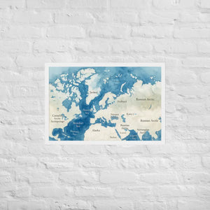 Watercolor Map Framed Poster Arctic Design Matte Finish Dipaliz - White / 20″×30″ - Posters