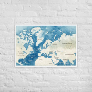 Watercolor Map Framed Poster Arctic Design Matte Finish Dipaliz - White / 24″×36″ - Posters