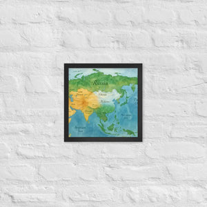 Watercolor Map Framed Poster Asia Design Matte Finish - Dipaliz - Black / 12″×12″ - Posters