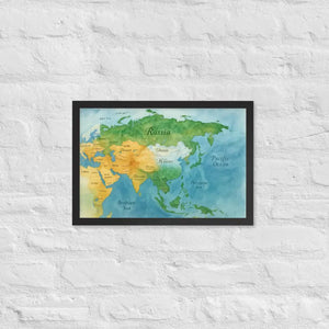 Watercolor Map Framed Poster Asia Design Matte Finish - Dipaliz - Black / 12″×18″ - Posters