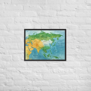 Watercolor Map Framed Poster Asia Design Matte Finish - Dipaliz - Black / 18″×24″ - Posters