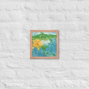 Watercolor Map Framed Poster Asia Design Matte Finish - Dipaliz - Red Oak / 10″×10″ - Posters