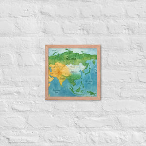 Watercolor Map Framed Poster Asia Design Matte Finish - Dipaliz - Red Oak / 12″×12″ - Posters