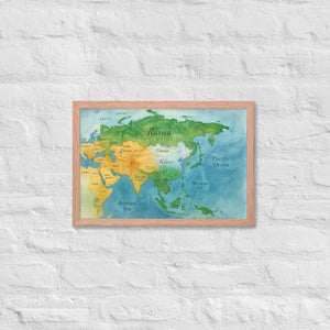 Watercolor Map Framed Poster Asia Design Matte Finish - Dipaliz - Red Oak / 12″×18″ - Posters