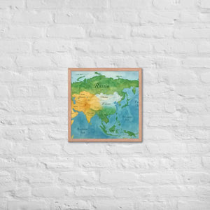 Watercolor Map Framed Poster Asia Design Matte Finish - Dipaliz - Red Oak / 18″×18″ - Posters