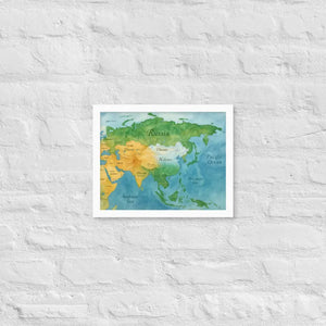 Watercolor Map Framed Poster Asia Design Matte Finish - Dipaliz - White / 11″×14″ - Posters