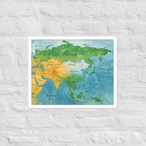 Watercolor Map Framed Poster Asia Design Matte Finish - Dipaliz - White / 16″×20″ - Posters