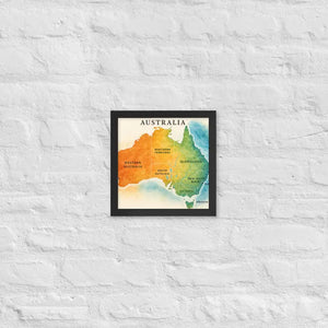 Watercolor Map Framed Poster Australia Design Matte Finish Dipaliz - Black / 10″×10″ - Posters