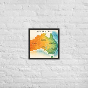 Watercolor Map Framed Poster Australia Design Matte Finish Dipaliz - Black / 18″×18″ - Posters