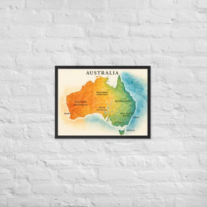 Watercolor Map Framed Poster Australia Design Matte Finish Dipaliz - Black / 18″×24″ - Posters