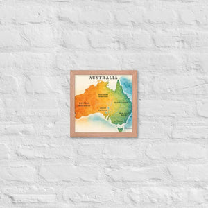 Watercolor Map Framed Poster Australia Design Matte Finish Dipaliz - Red Oak / 10″×10″ - Posters