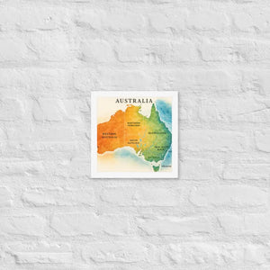 Watercolor Map Framed Poster Australia Design Matte Finish Dipaliz - White / 10″×10″ - Posters