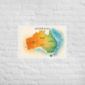 Watercolor Map Framed Poster Australia Design Matte Finish Dipaliz - White / 20″×30″ - Posters