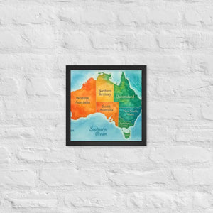 Watercolor Map Framed Poster Australia Design Matte Finish Dipaliz - Black / 12″×12″ - Posters