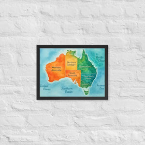 Watercolor Map Framed Poster Australia Design Matte Finish Dipaliz - Black / 12″×16″ - Posters