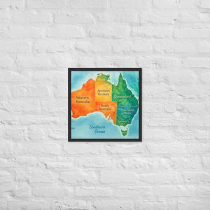 Watercolor Map Framed Poster Australia Design Matte Finish Dipaliz - Black / 18″×18″ - Posters