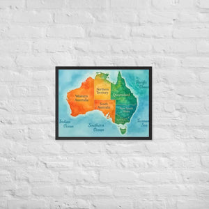 Watercolor Map Framed Poster Australia Design Matte Finish Dipaliz - Black / 18″×24″ - Posters