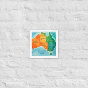 Watercolor Map Framed Poster Australia Design Matte Finish Dipaliz - White / 10″×10″ - Posters