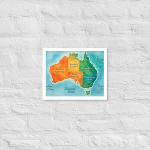 Watercolor Map Framed Poster Australia Design Matte Finish Dipaliz - White / 11″×14″ - Posters