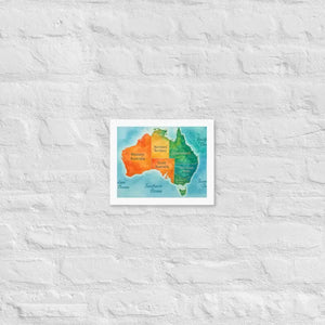 Watercolor Map Framed Poster Australia Design Matte Finish Dipaliz - White / 8″×10″ - Posters