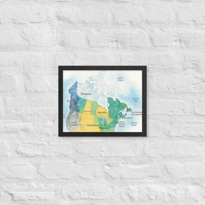 Watercolor Map Framed Poster Canada Design Matte Finish Dipaliz - Black / 11″×14″ - Visual Artwork
