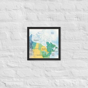 Watercolor Map Framed Poster Canada Design Matte Finish Dipaliz - Black / 12″×12″ - Visual Artwork