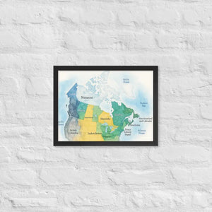 Watercolor Map Framed Poster Canada Design Matte Finish Dipaliz - Black / 12″×16″ - Visual Artwork
