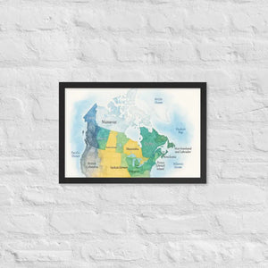 Watercolor Map Framed Poster Canada Design Matte Finish Dipaliz - Black / 12″×18″ - Visual Artwork