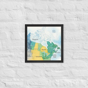 Watercolor Map Framed Poster Canada Design Matte Finish Dipaliz - Black / 14″×14″ - Visual Artwork