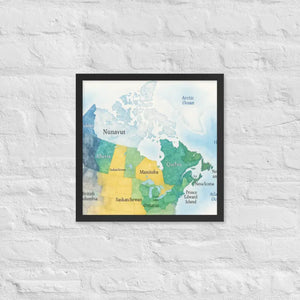 Watercolor Map Framed Poster Canada Design Matte Finish Dipaliz - Black / 16″×16″ - Visual Artwork