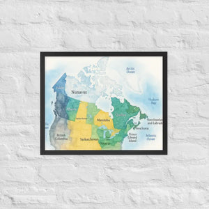 Watercolor Map Framed Poster Canada Design Matte Finish Dipaliz - Black / 16″×20″ - Visual Artwork
