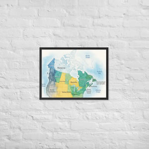 Watercolor Map Framed Poster Canada Design Matte Finish Dipaliz - Black / 18″×24″ - Visual Artwork