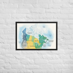 Watercolor Map Framed Poster Canada Design Matte Finish Dipaliz - Black / 20″×30″ - Visual Artwork