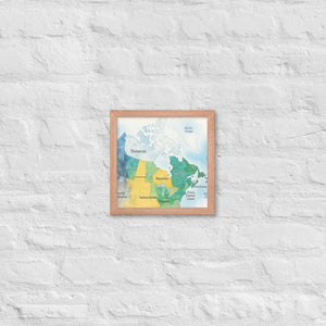 Watercolor Map Framed Poster Canada Design Matte Finish Dipaliz - Red Oak / 10″×10″ - Visual Artwork