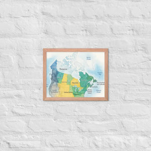 Watercolor Map Framed Poster Canada Design Matte Finish Dipaliz - Red Oak / 11″×14″ - Visual Artwork