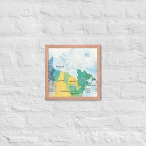 Watercolor Map Framed Poster Canada Design Matte Finish Dipaliz - Red Oak / 12″×12″ - Visual Artwork