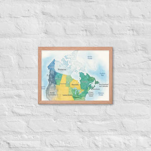 Watercolor Map Framed Poster Canada Design Matte Finish Dipaliz - Red Oak / 12″×16″ - Visual Artwork