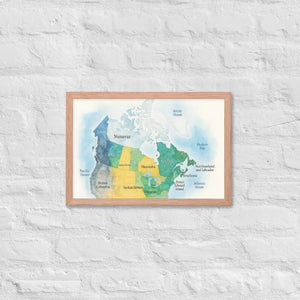 Watercolor Map Framed Poster Canada Design Matte Finish Dipaliz - Red Oak / 12″×18″ - Visual Artwork