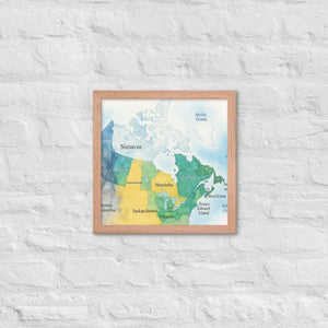 Watercolor Map Framed Poster Canada Design Matte Finish Dipaliz - Red Oak / 14″×14″ - Visual Artwork