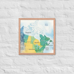 Watercolor Map Framed Poster Canada Design Matte Finish Dipaliz - Red Oak / 16″×16″ - Visual Artwork