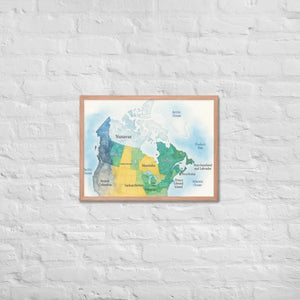 Watercolor Map Framed Poster Canada Design Matte Finish Dipaliz - Red Oak / 18″×24″ - Visual Artwork