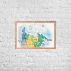 Watercolor Map Framed Poster Canada Design Matte Finish Dipaliz - Red Oak / 20″×30″ - Visual Artwork